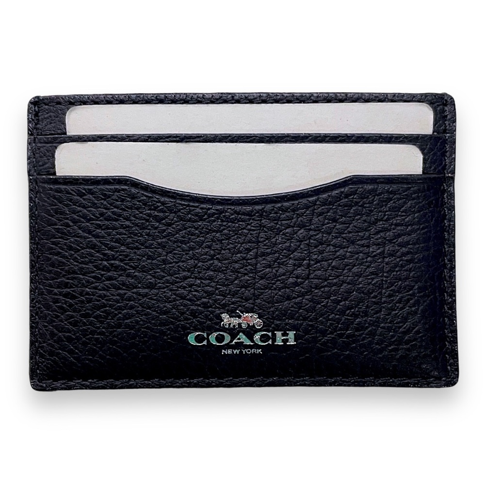 BNWT Black Leather Coach Cardcase with Red Glitter Strawberry